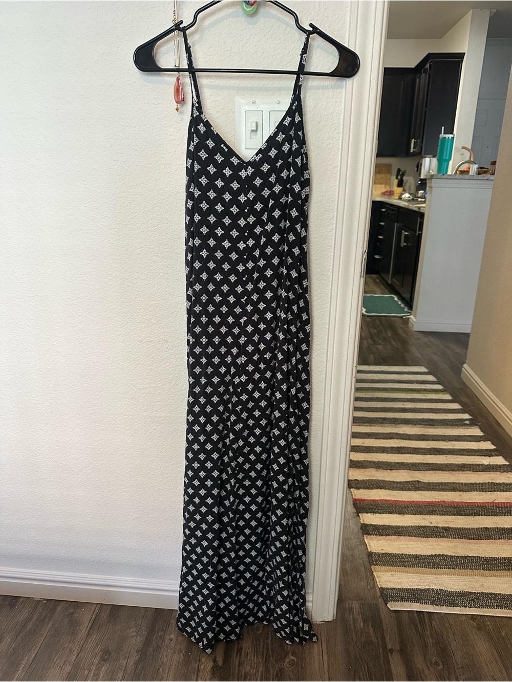 GAP Black Maxi Dress with White Geometric Print